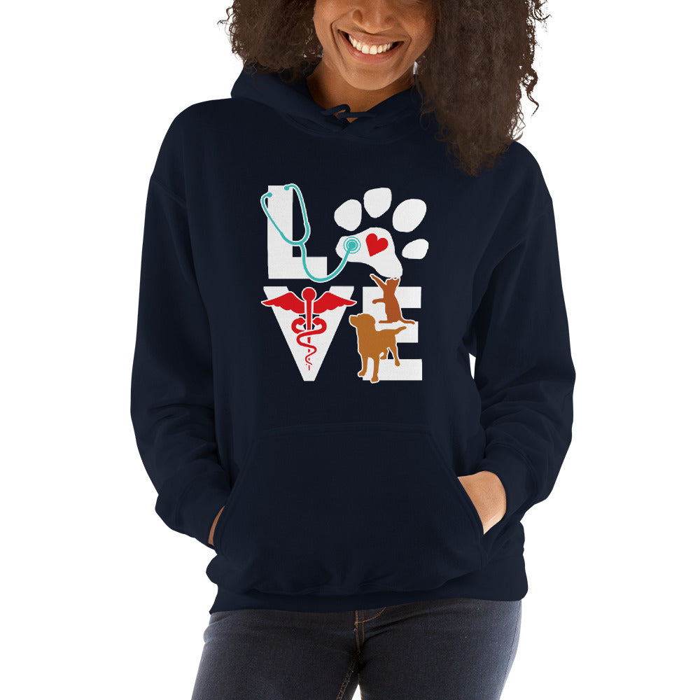 Love Cat and Dog brown Unisex Hoodie-Teelime | shirts-hoodies-mugs