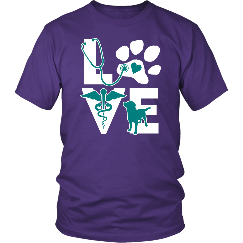 VET TECH T SHIRT - VETERINARIAN LOVE DOG TEAL-T-shirt-Teelime | shirts-hoodies-mugs