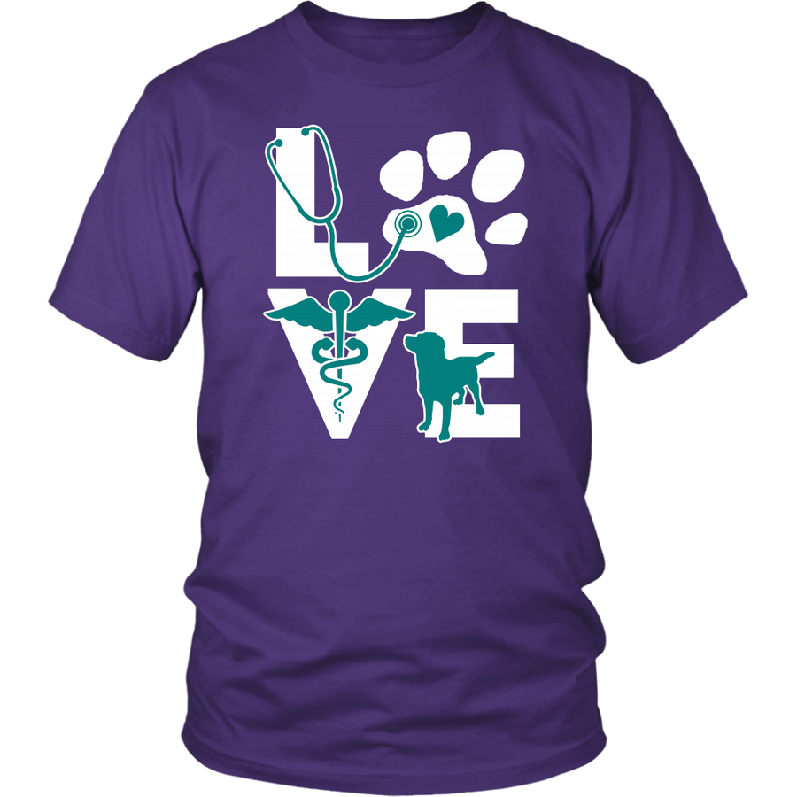 VET TECH T SHIRT - VETERINARIAN LOVE DOG TEAL-T-shirt-Teelime | shirts-hoodies-mugs