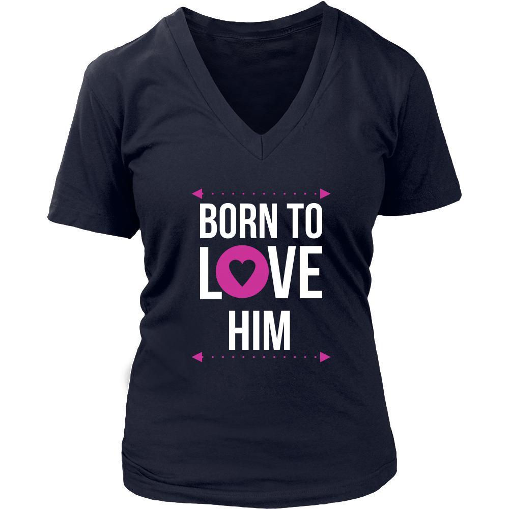 Valentine's Day T Shirt - Born to love him-T-shirt-Teelime | shirts-hoodies-mugs