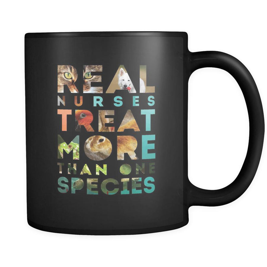 Vet Nurse Real nurses treat more than one species 11oz Black Mug-Drinkware-Teelime | shirts-hoodies-mugs