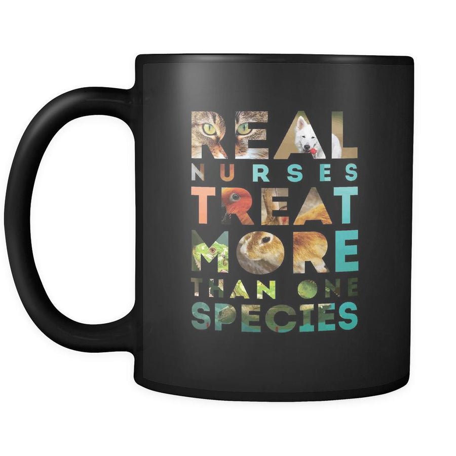 Vet nurse Real nurses treat more than one species 11oz Black Mug-Drinkware-Teelime | shirts-hoodies-mugs