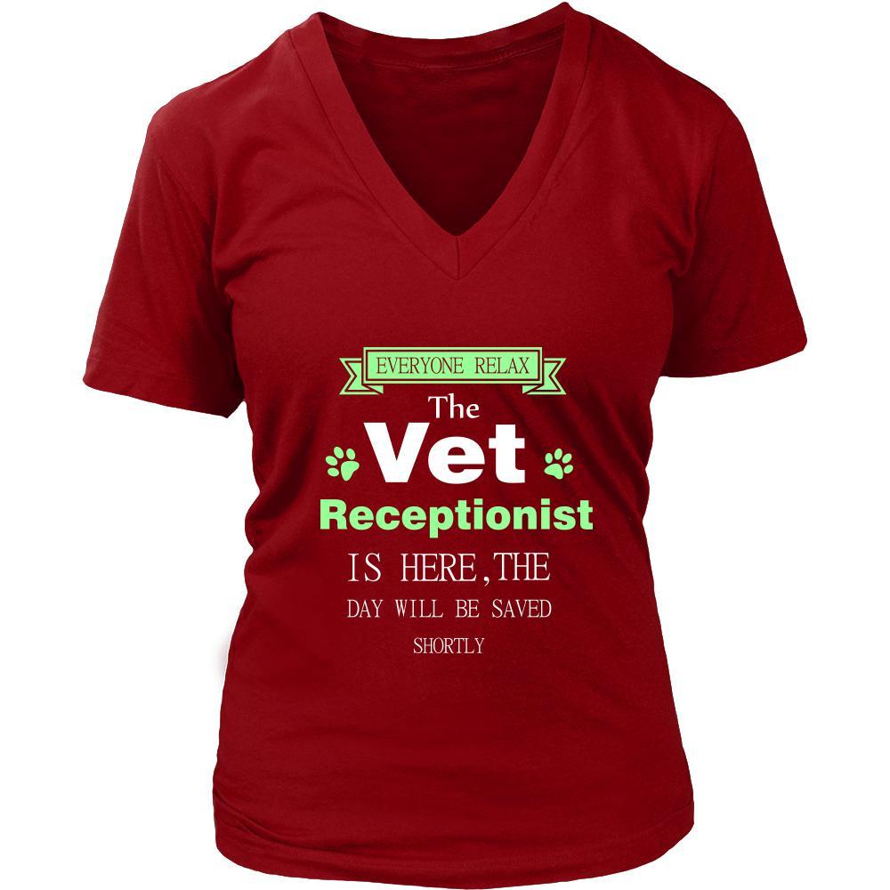 Vet receptionist Shirt - Everyone relax the Vet receptionist is here, the day will be save shortly - Profession Gift-T-shirt-Teelime | shirts-hoodies-mugs