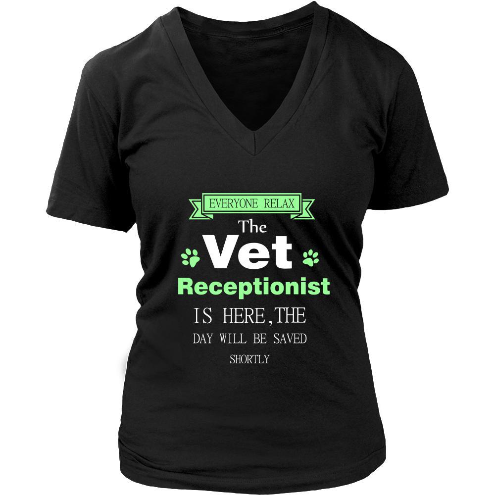 Vet receptionist Shirt - Everyone relax the Vet receptionist is here, the day will be save shortly - Profession Gift-T-shirt-Teelime | shirts-hoodies-mugs