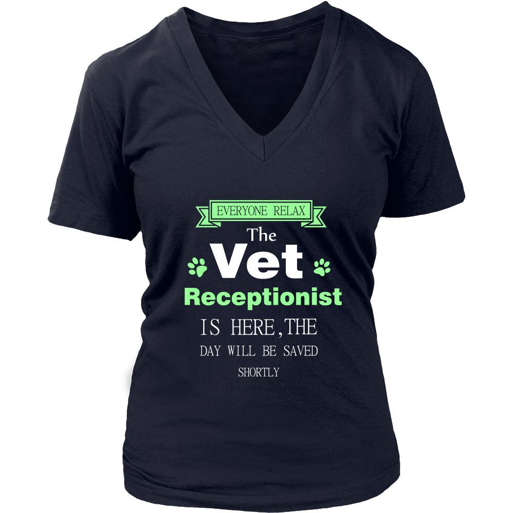 Vet receptionist Shirt - Everyone relax the Vet receptionist is here, the day will be save shortly - Profession Gift-T-shirt-Teelime | shirts-hoodies-mugs