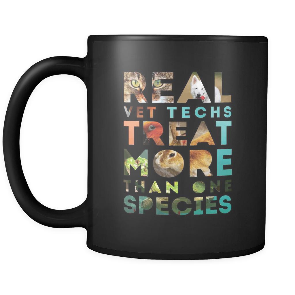 Vet Tech Real vet techs treat more than one species 11oz Black Mug-Drinkware-Teelime | shirts-hoodies-mugs