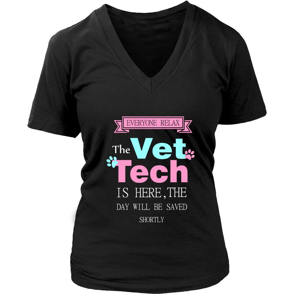 Vet Tech Shirt - Everyone relax the Vet Tech is here, the day will be save shortly - Profession Gift-T-shirt-Teelime | shirts-hoodies-mugs
