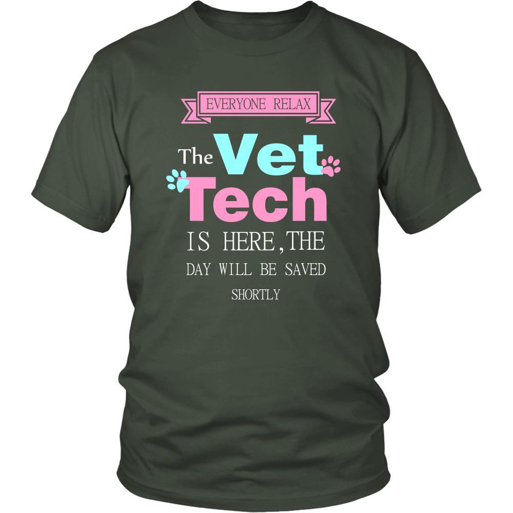 Vet Tech Shirt - Everyone relax the Vet Tech is here, the day will be save shortly - Profession Gift-T-shirt-Teelime | shirts-hoodies-mugs
