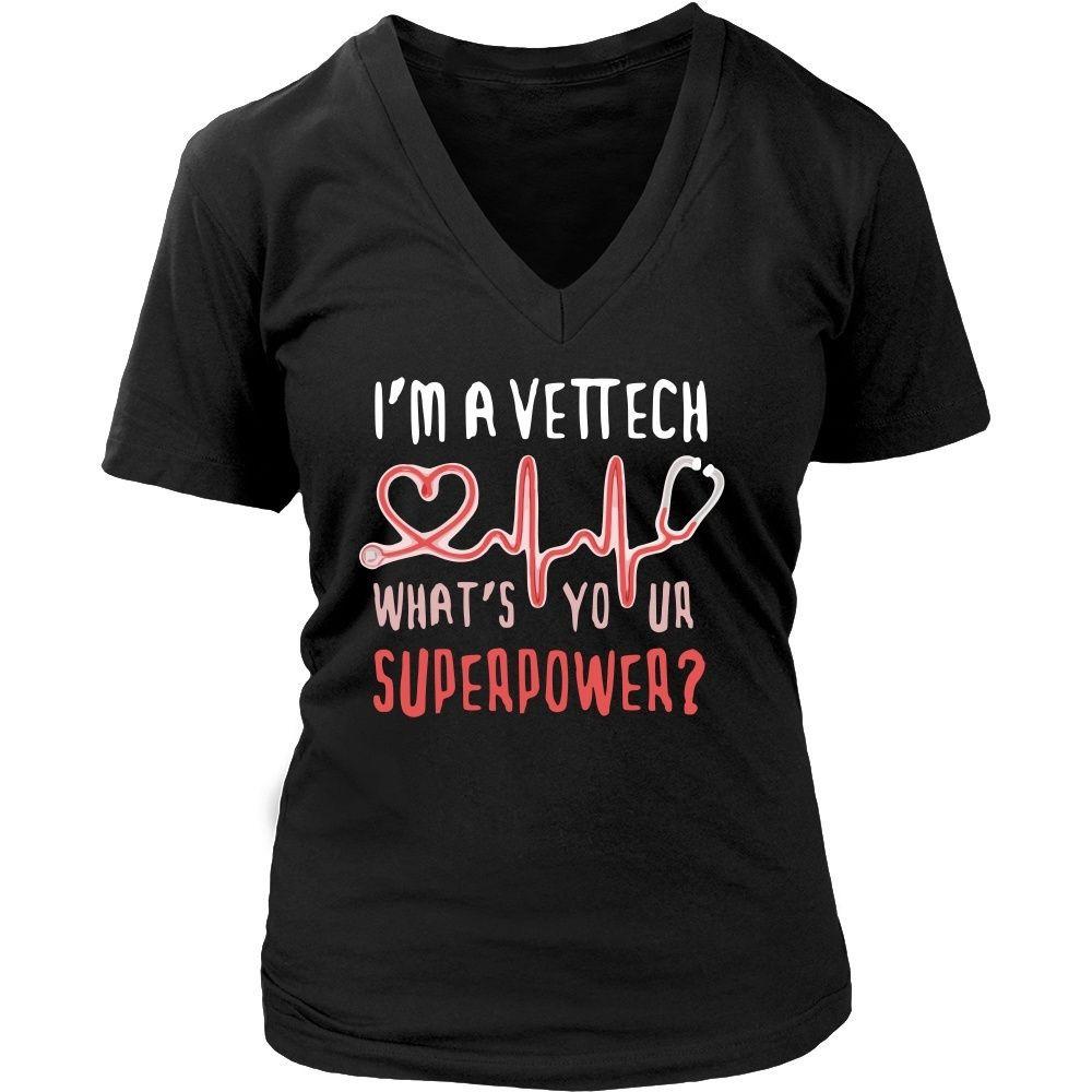 Vet Tech T Shirt - I'm a Vet Tech What's your superpower?-T-shirt-Teelime | shirts-hoodies-mugs