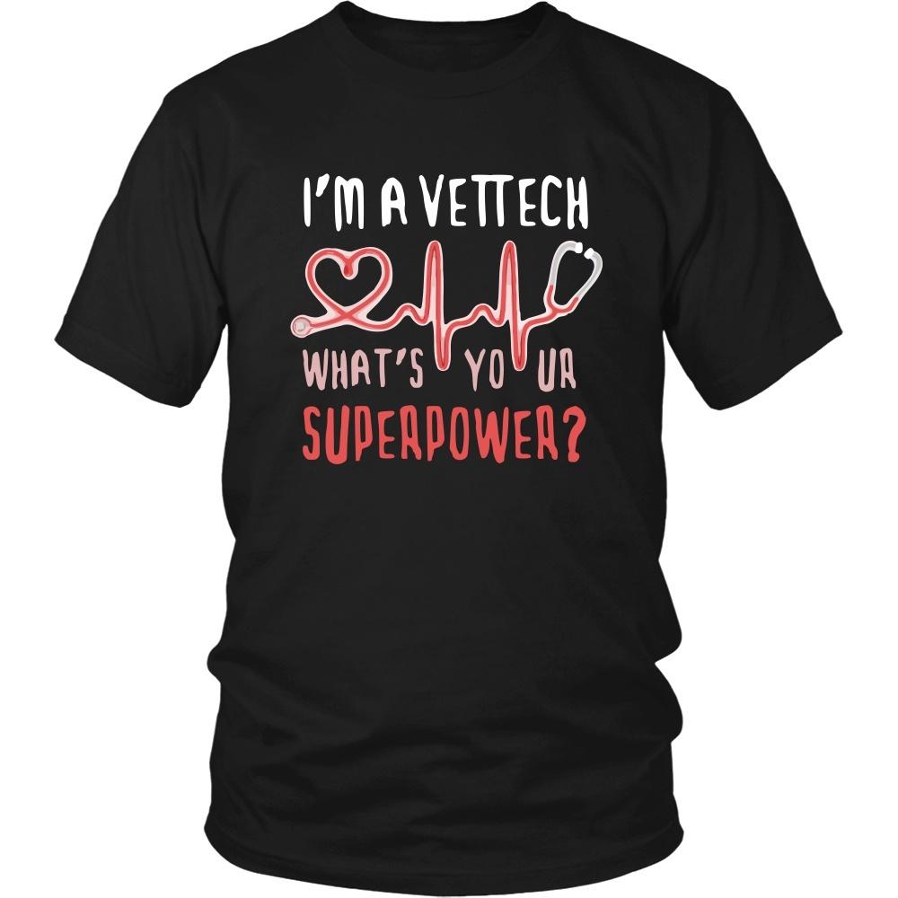 Vet Tech T Shirt - I'm a Vet Tech What's your superpower?-T-shirt-Teelime | shirts-hoodies-mugs
