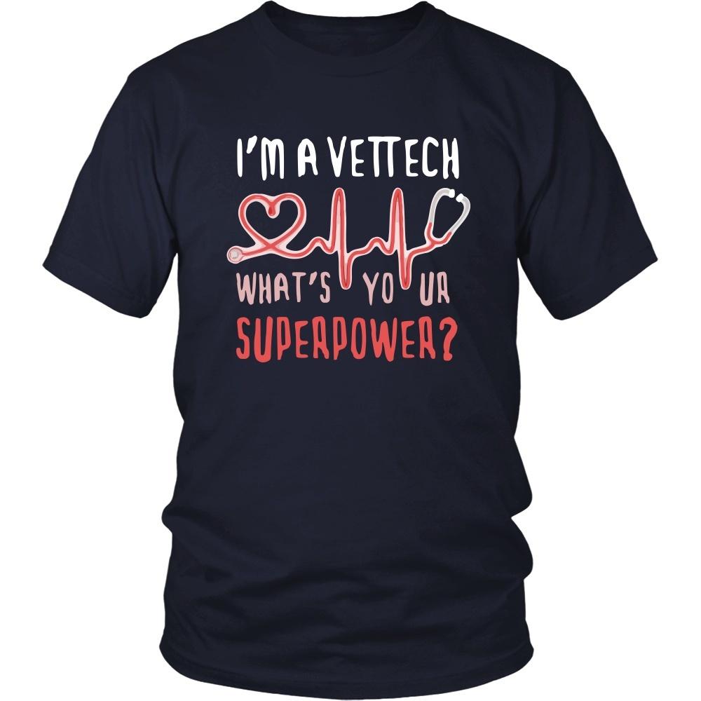 Vet Tech T Shirt - I'm a Vet Tech What's your superpower?-T-shirt-Teelime | shirts-hoodies-mugs