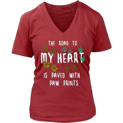 Vet Tech T Shirt - The road to my heart is paved with paw prints-T-shirt-Teelime | shirts-hoodies-mugs