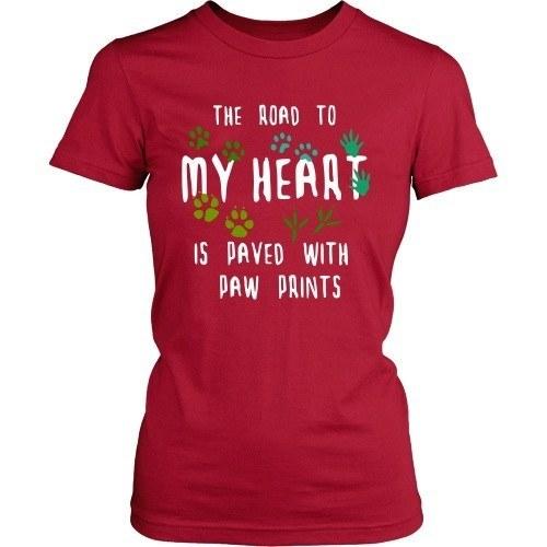 Vet Tech T Shirt - The road to my heart is paved with paw prints-T-shirt-Teelime | shirts-hoodies-mugs