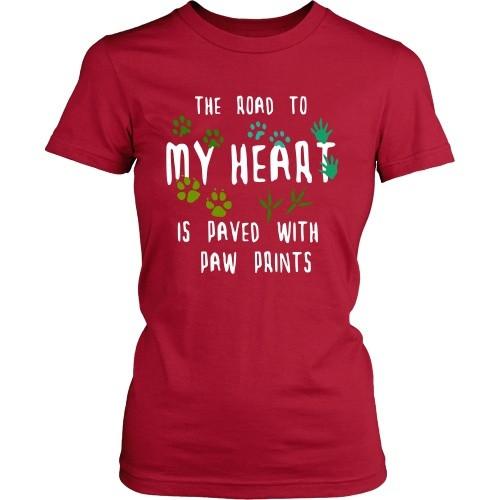 Vet Tech T Shirt - The road to my heart is paved with paw prints