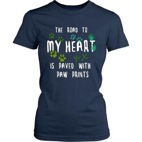 Vet Tech T Shirt - The road to my heart is paved with paw prints-T-shirt-Teelime | shirts-hoodies-mugs