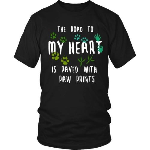 Vet Tech T Shirt - The road to my heart is paved with paw prints-T-shirt-Teelime | shirts-hoodies-mugs