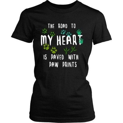 Vet Tech T Shirt - The road to my heart is paved with paw prints