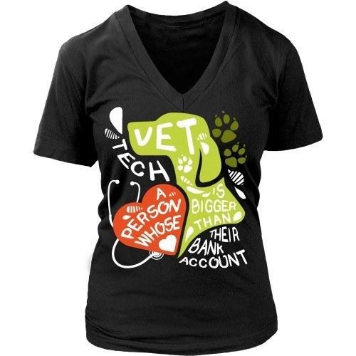 Vet Tech T Shirt - Vet Tech A person whose heart is bigger than their Bank Account-T-shirt-Teelime | shirts-hoodies-mugs