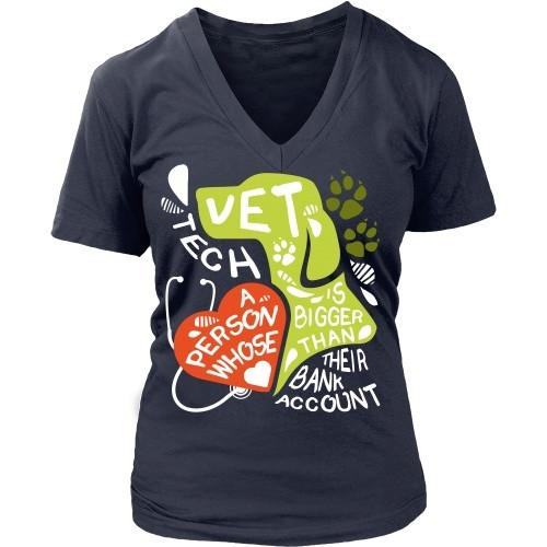 Vet Tech T Shirt - Vet Tech A person whose heart is bigger than their Bank Account-T-shirt-Teelime | shirts-hoodies-mugs