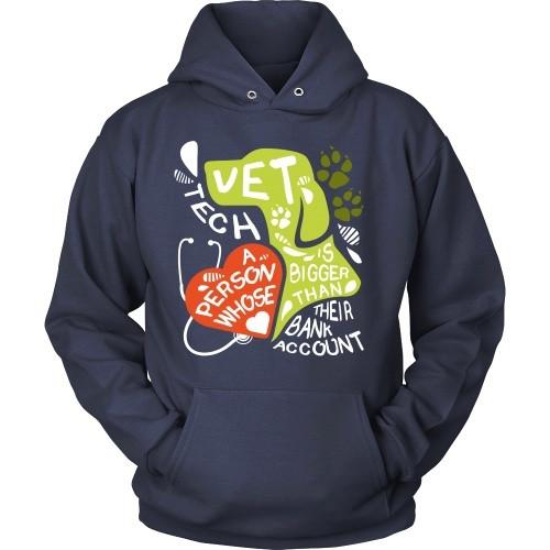 Vet Tech T Shirt - Vet Tech A person whose heart is bigger than their Bank Account-T-shirt-Teelime | shirts-hoodies-mugs