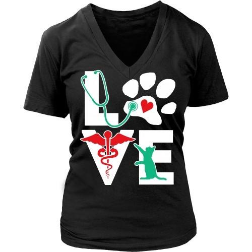 Vet Tech T Shirt - Veterinarian Love cat-T-shirt-Teelime | shirts-hoodies-mugs