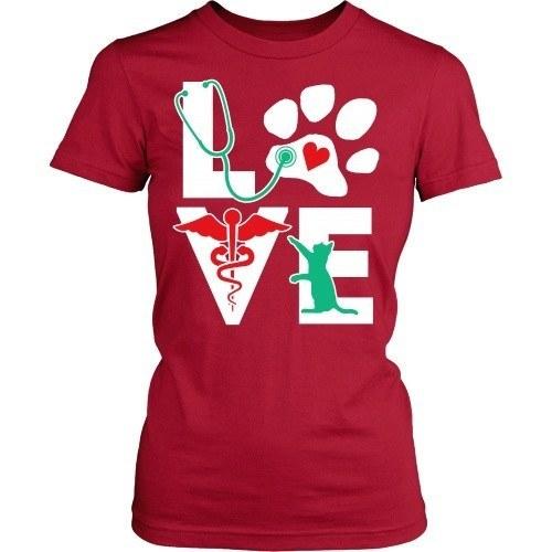 Vet Tech T Shirt - Veterinarian Love cat-T-shirt-Teelime | shirts-hoodies-mugs