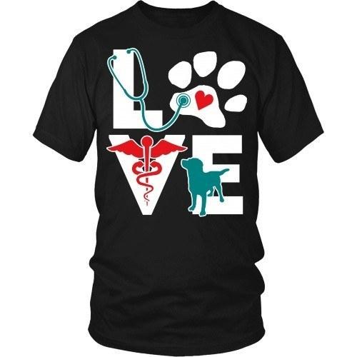 Vet Tech T Shirt - Veterinarian Love dog v.Teal-T-shirt-Teelime | shirts-hoodies-mugs