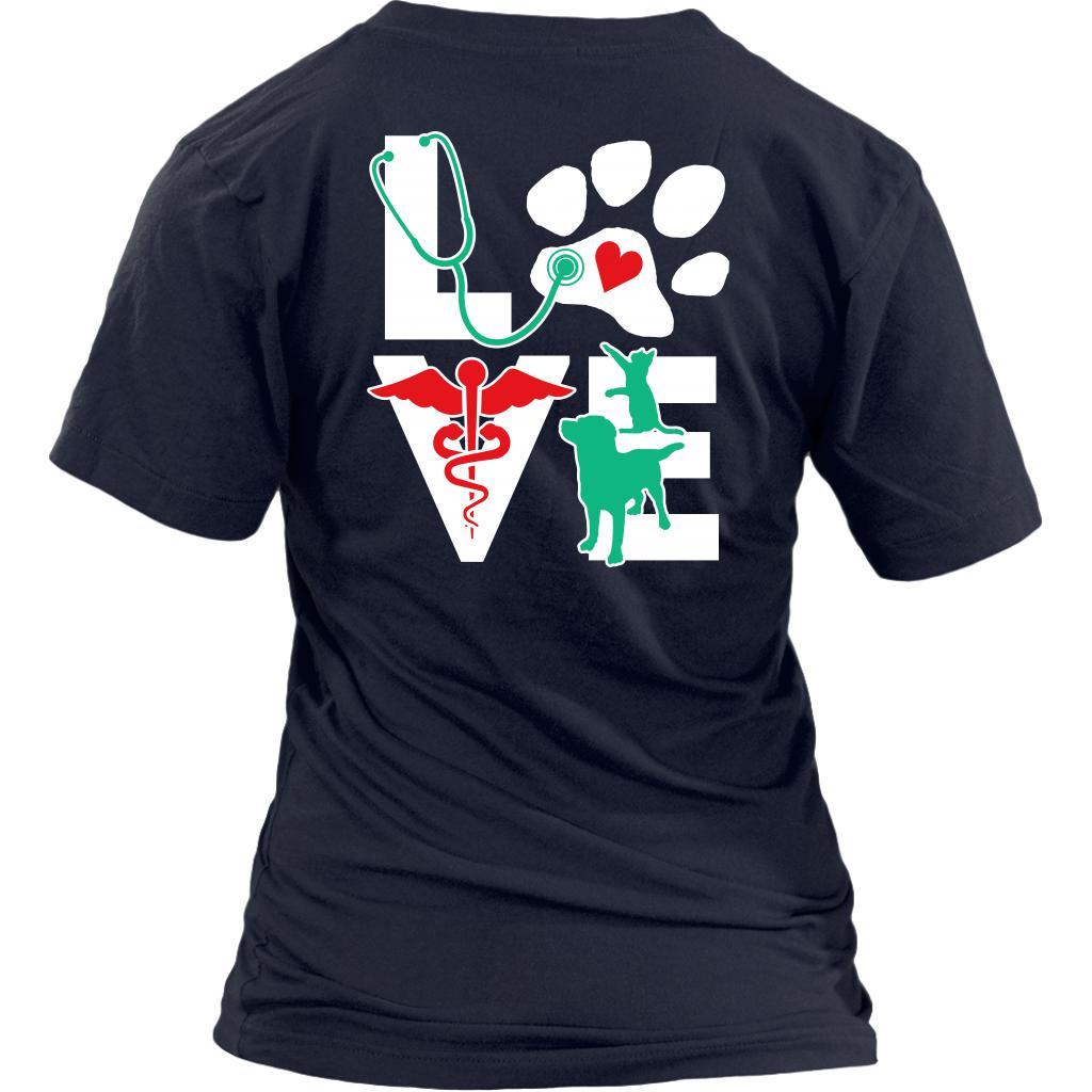 Veterinarian Love dog and cat on the back T-shirt-T-shirt-Teelime | shirts-hoodies-mugs
