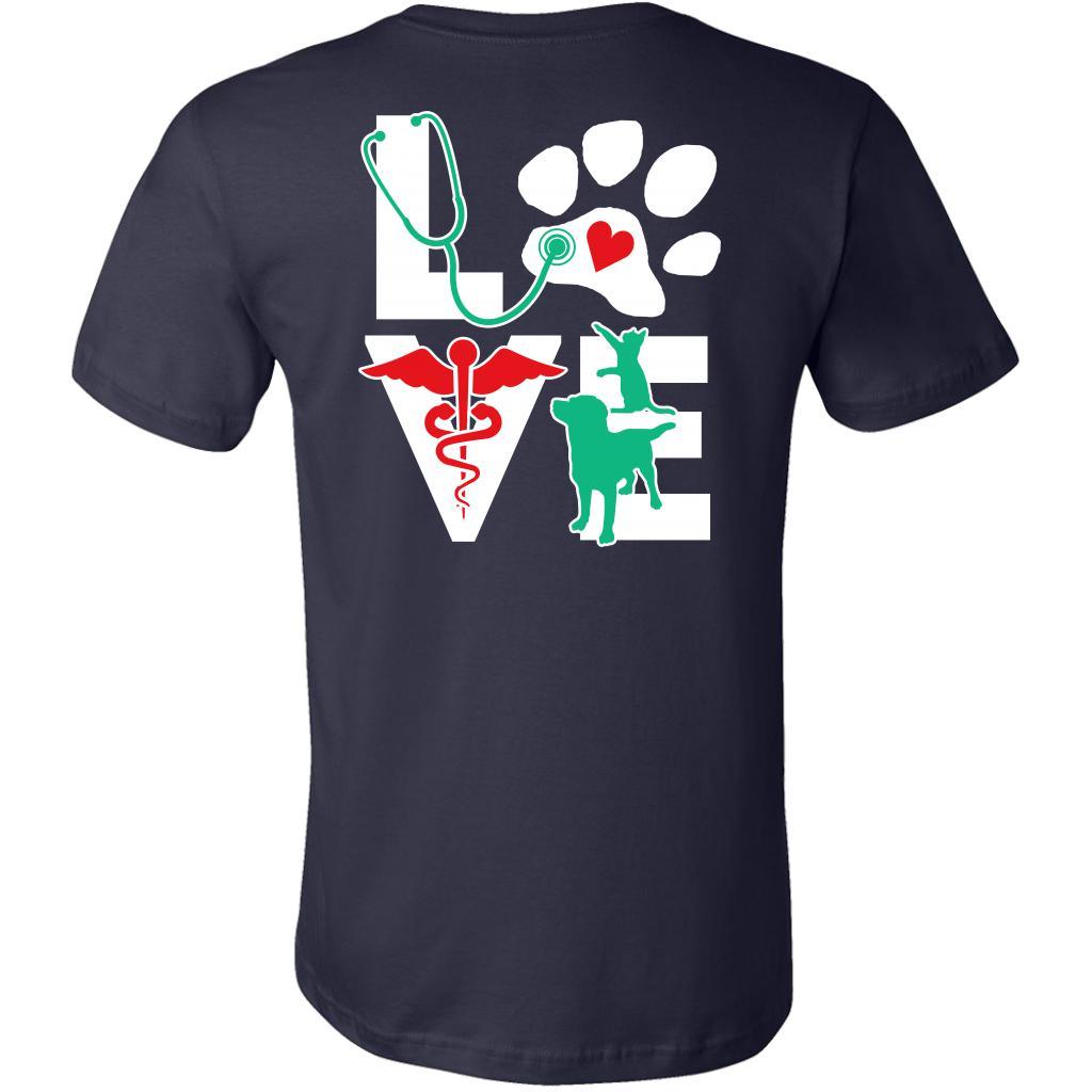Veterinarian Love dog and cat on the back T-shirt-T-shirt-Teelime | shirts-hoodies-mugs