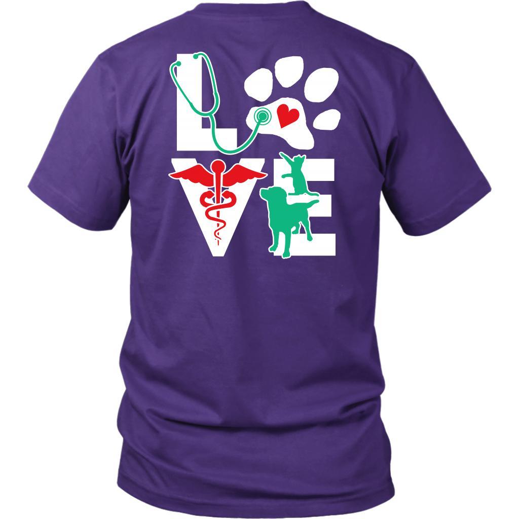 Veterinarian Love dog and cat on the back T-shirt-T-shirt-Teelime | shirts-hoodies-mugs