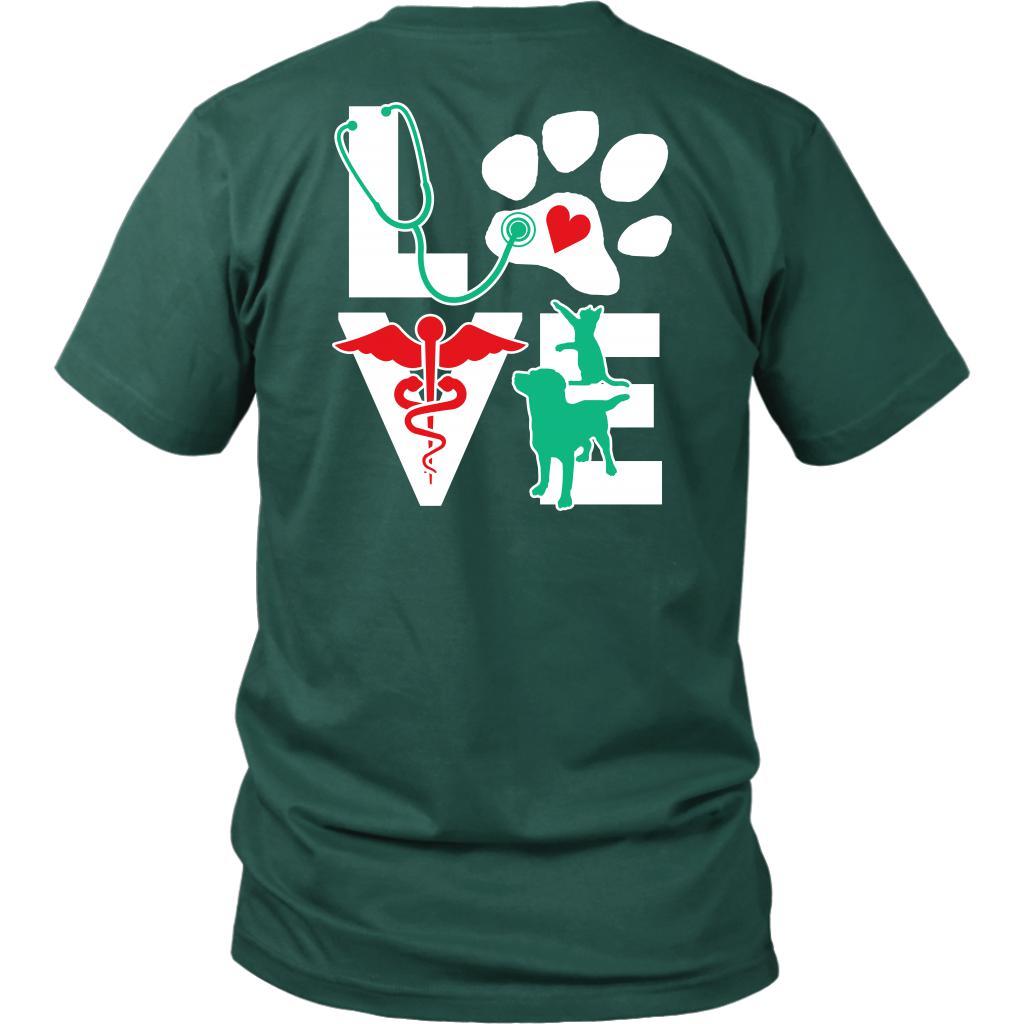Veterinarian Love dog and cat on the back T-shirt-T-shirt-Teelime | shirts-hoodies-mugs