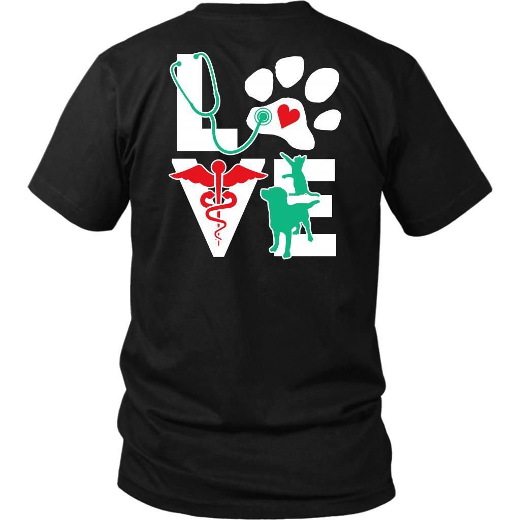Veterinarian Love dog and cat on the back T-shirt-T-shirt-Teelime | shirts-hoodies-mugs
