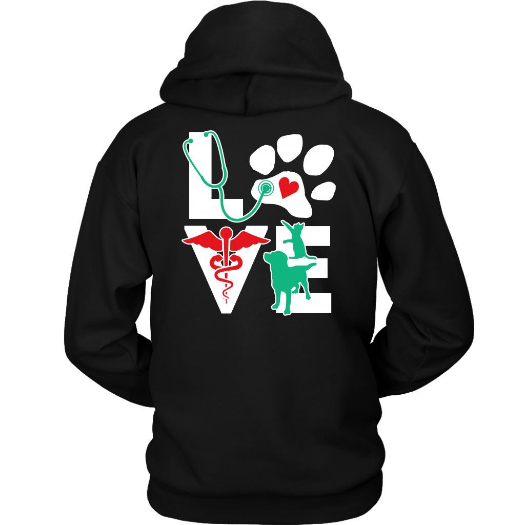 Veterinarian Love dog and cat on the back T-shirt-T-shirt-Teelime | shirts-hoodies-mugs