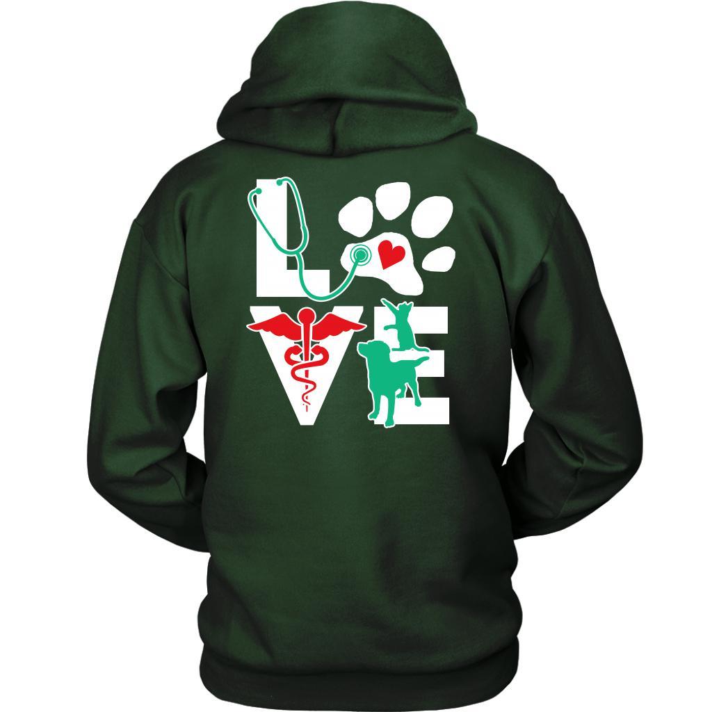 Veterinarian Love dog and cat on the back T-shirt-T-shirt-Teelime | shirts-hoodies-mugs