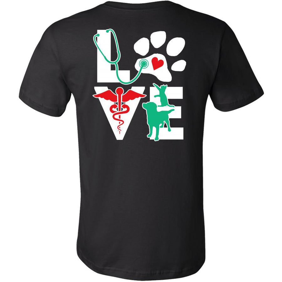 Veterinarian Love dog and cat on the back T-shirt-T-shirt-Teelime | shirts-hoodies-mugs