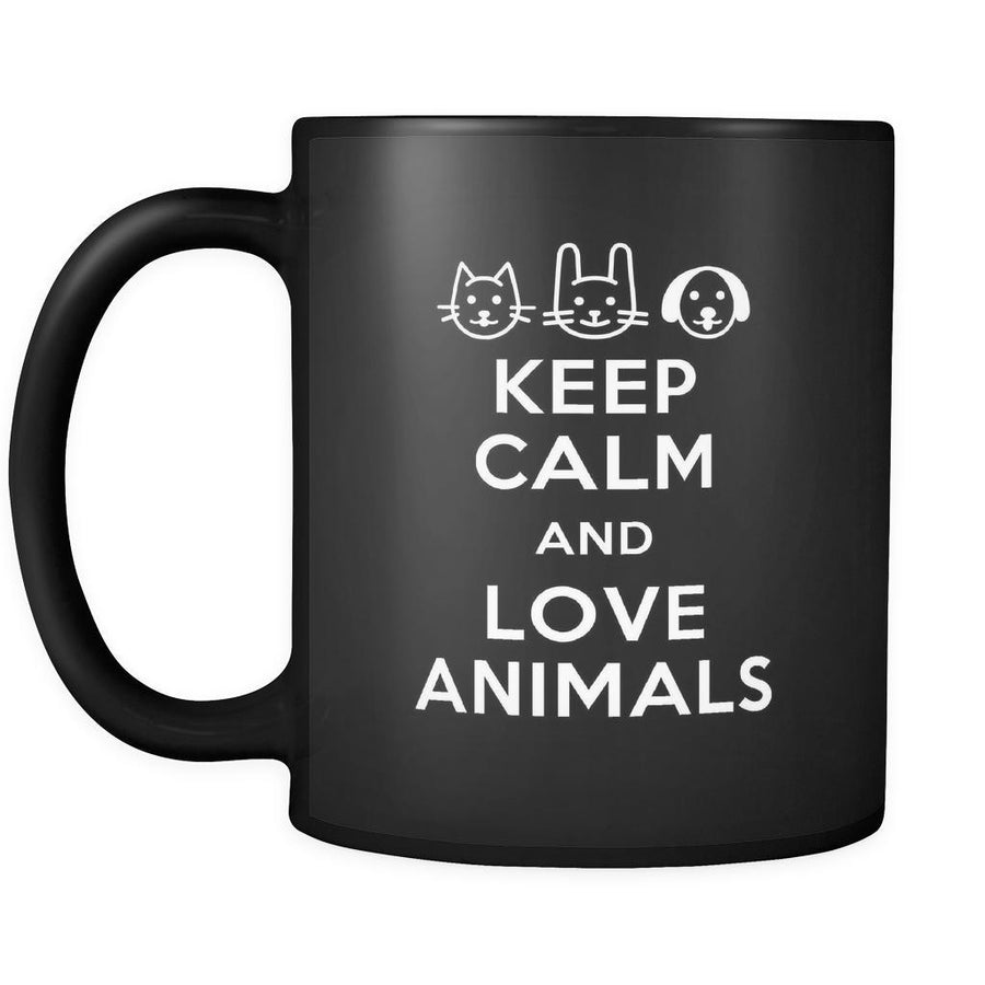 Veterinary Keep calm and love animals 11oz Black Mug-Drinkware-Teelime | shirts-hoodies-mugs