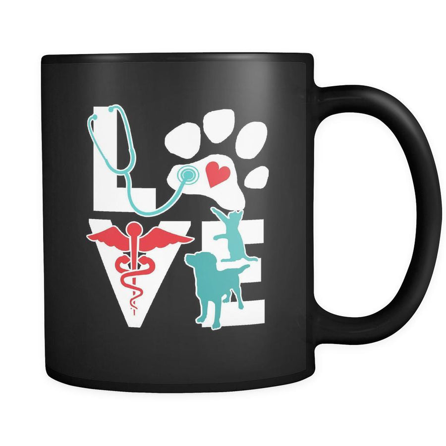 Veterinary Love cat and dog 11oz Black Mug-Drinkware-Teelime | shirts-hoodies-mugs