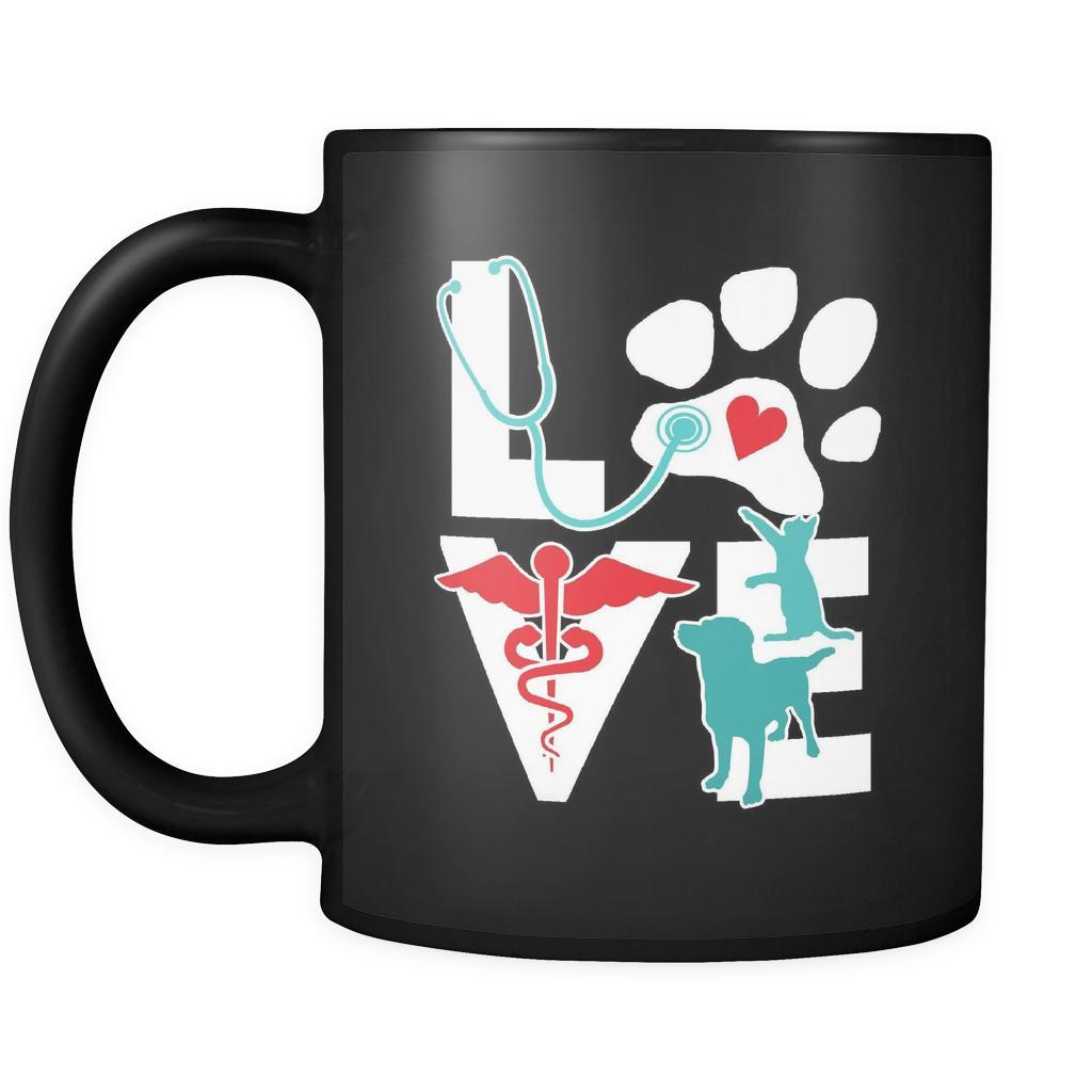 Veterinary Love cat and dog 11oz Black Mug-Drinkware-Teelime | shirts-hoodies-mugs