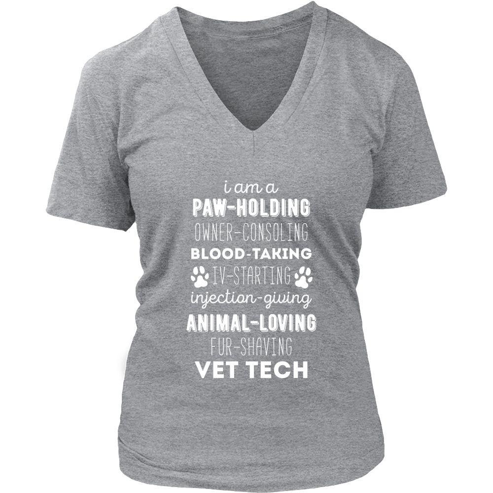 Veterinary T Shirt - I am a paw-holding animal-loving fur-shaving Vet Tech-T-shirt-Teelime | shirts-hoodies-mugs