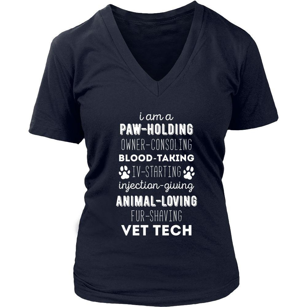 Veterinary T Shirt - I am a paw-holding animal-loving fur-shaving Vet Tech-T-shirt-Teelime | shirts-hoodies-mugs