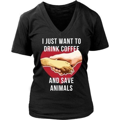 Veterinary T Shirt - I just want to drink coffee and save animals-T-shirt-Teelime | shirts-hoodies-mugs