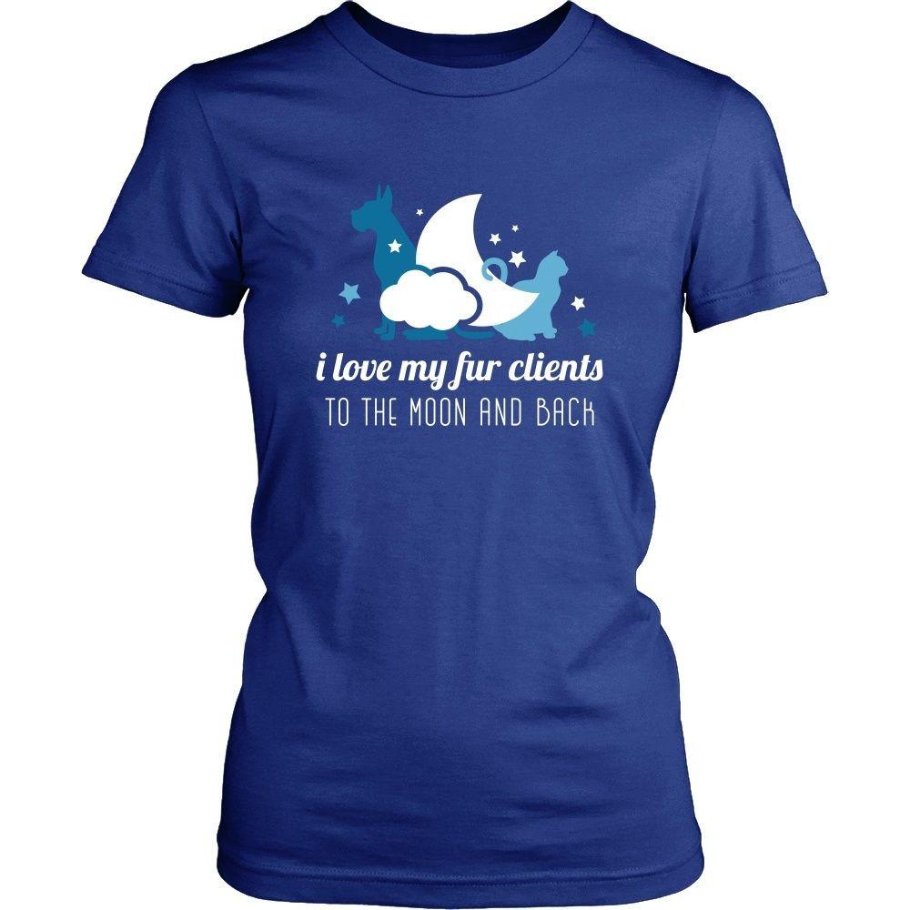 Veterinary T Shirt - I love my fur clients to the moon and back-T-shirt-Teelime | shirts-hoodies-mugs