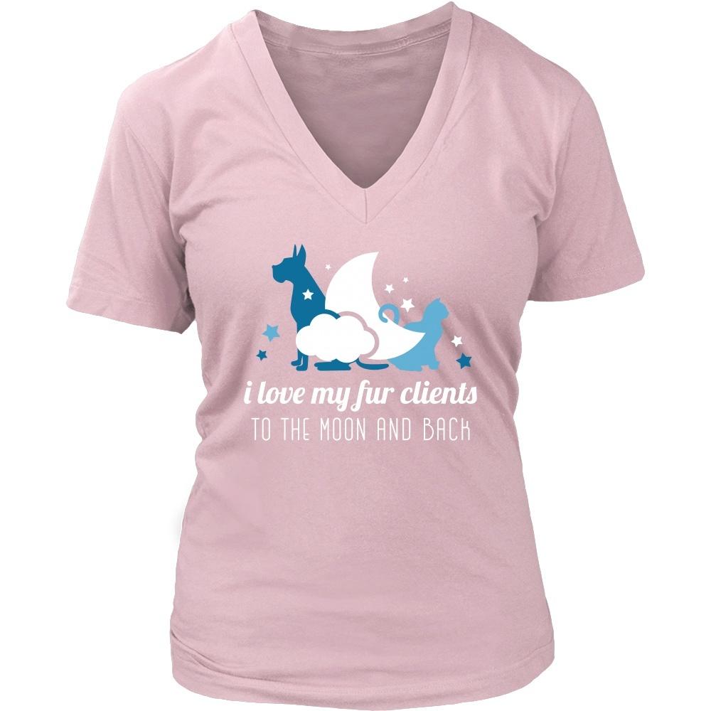 Veterinary T Shirt - I love my fur clients to the moon and back-T-shirt-Teelime | shirts-hoodies-mugs