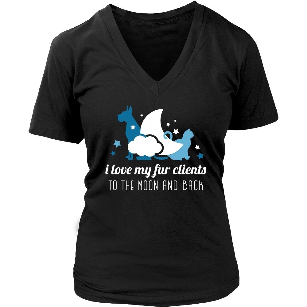 Veterinary T Shirt - I love my fur clients to the moon and back-T-shirt-Teelime | shirts-hoodies-mugs