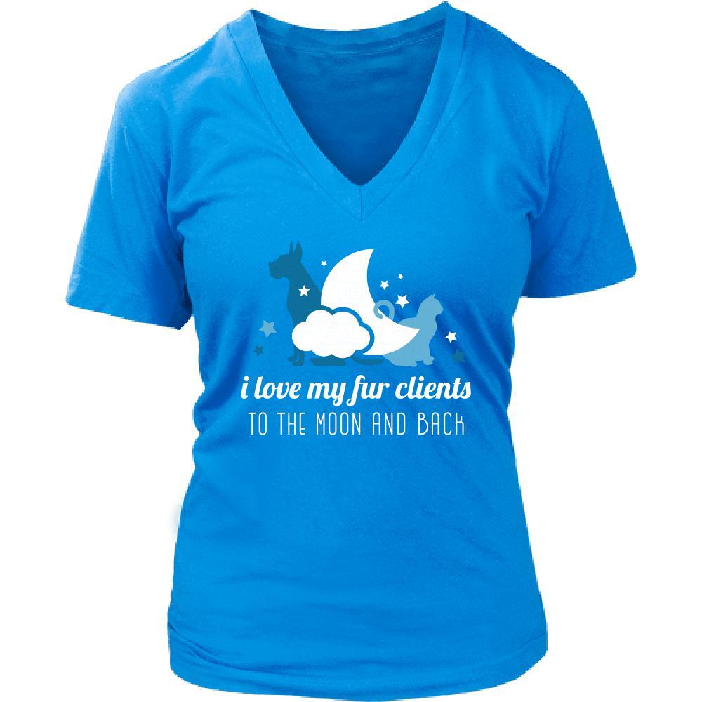 Veterinary T Shirt - I love my fur clients to the moon and back-T-shirt-Teelime | shirts-hoodies-mugs