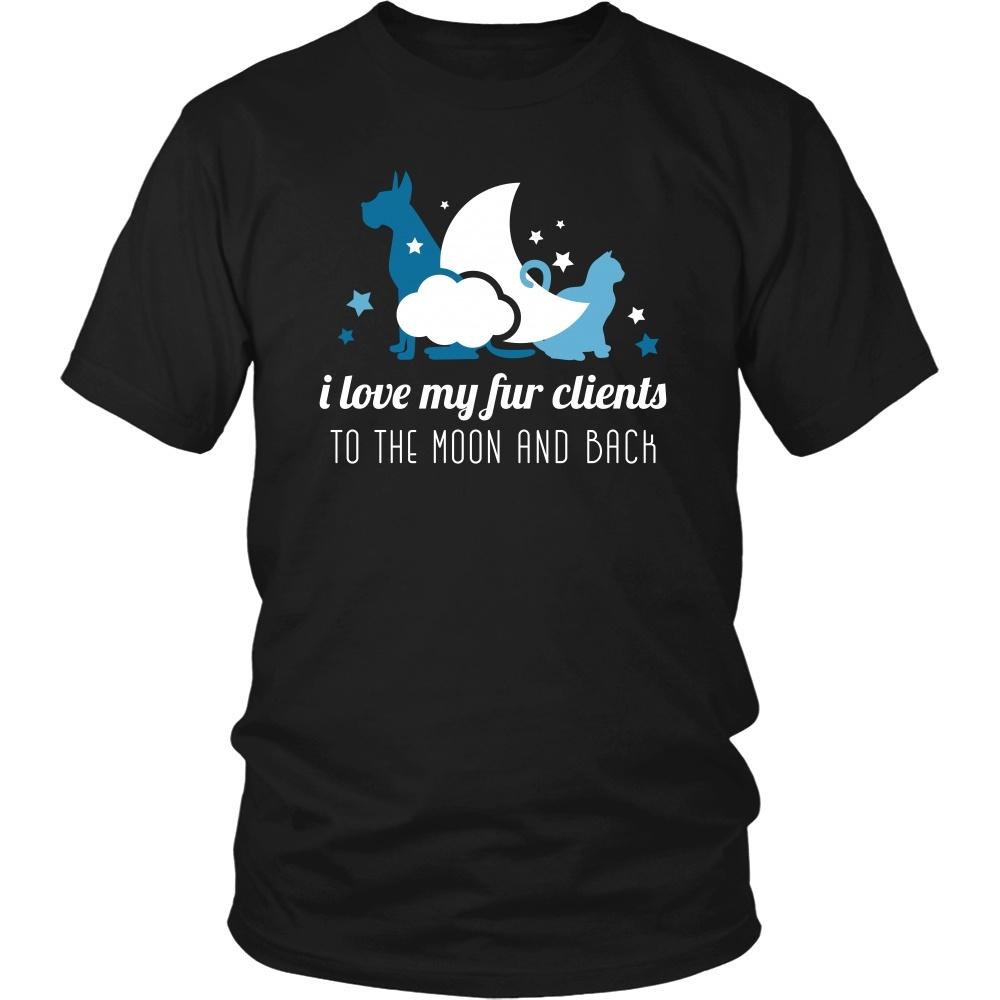 Veterinary T Shirt - I love my fur clients to the moon and back-T-shirt-Teelime | shirts-hoodies-mugs