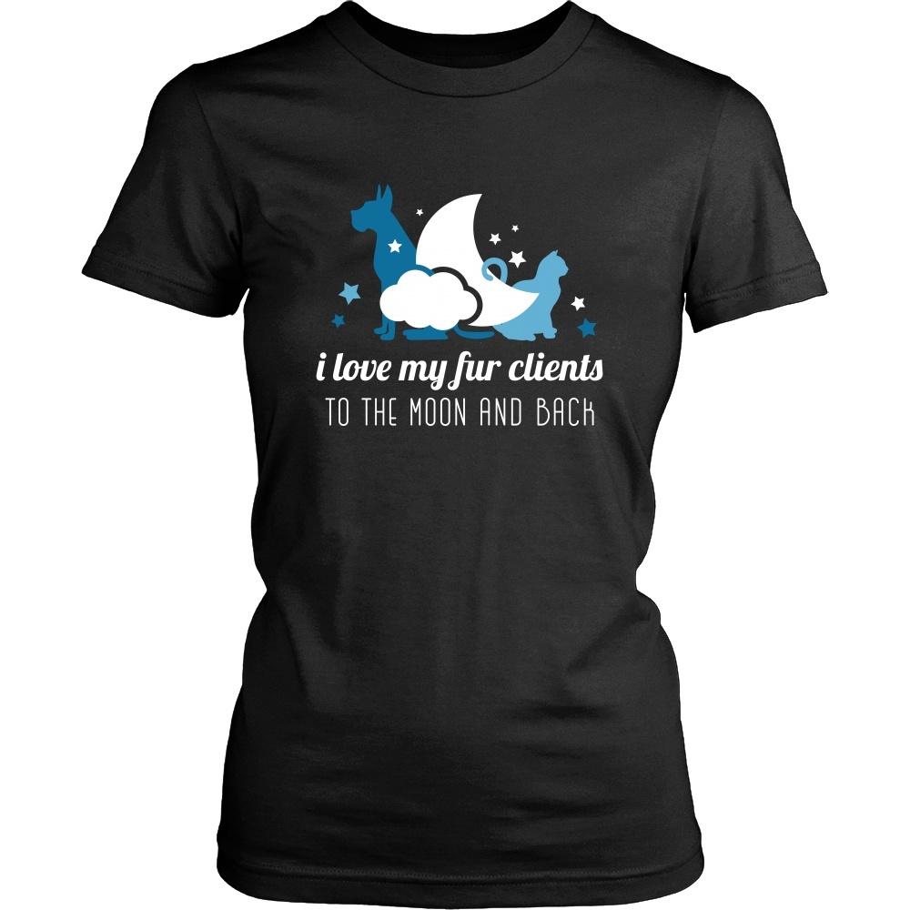 Veterinary T Shirt - I love my fur clients to the moon and back-T-shirt-Teelime | shirts-hoodies-mugs