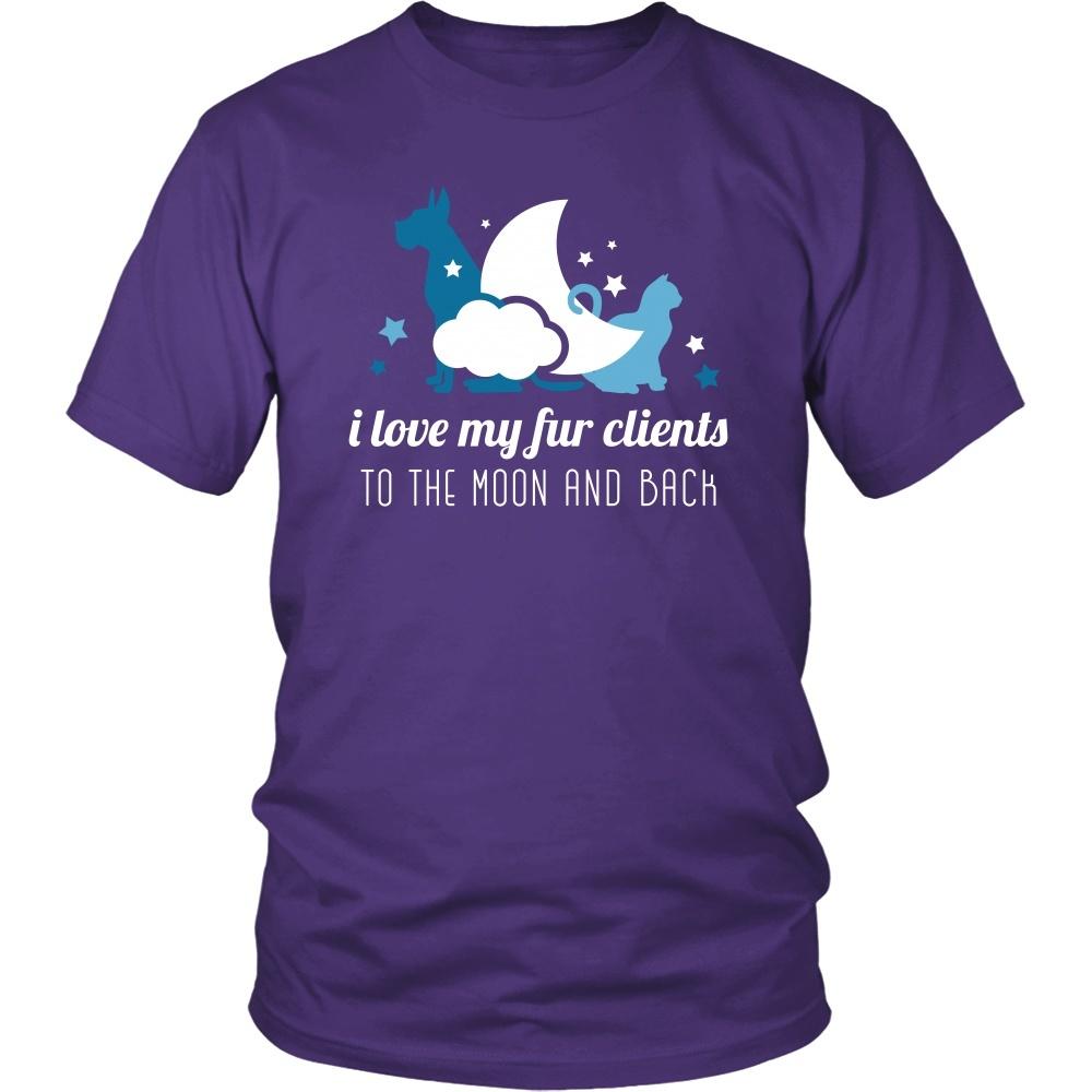 Veterinary T Shirt - I love my fur clients to the moon and back-T-shirt-Teelime | shirts-hoodies-mugs