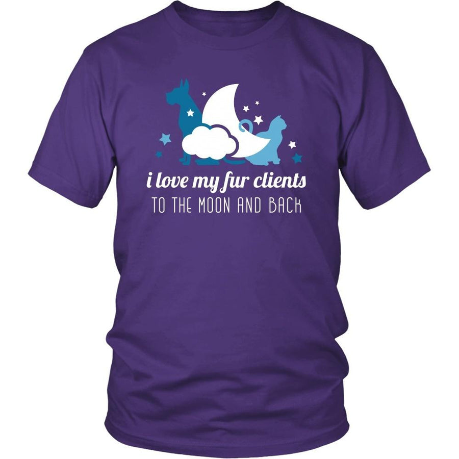 Veterinary T Shirt - I love my fur clients to the moon and back-T-shirt-Teelime | shirts-hoodies-mugs