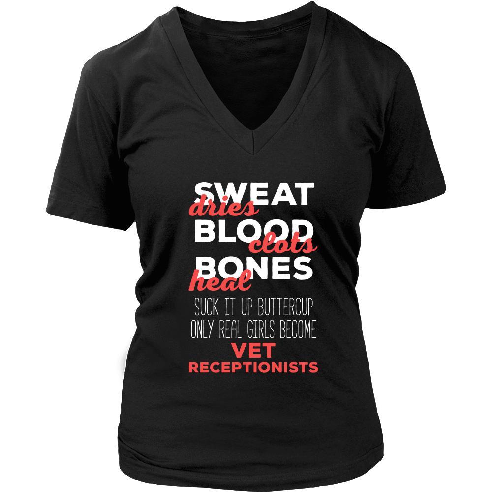 Veterinary T Shirt - Suck it up Buttercup Only Real Girls Become Vet Receptionists-T-shirt-Teelime | shirts-hoodies-mugs